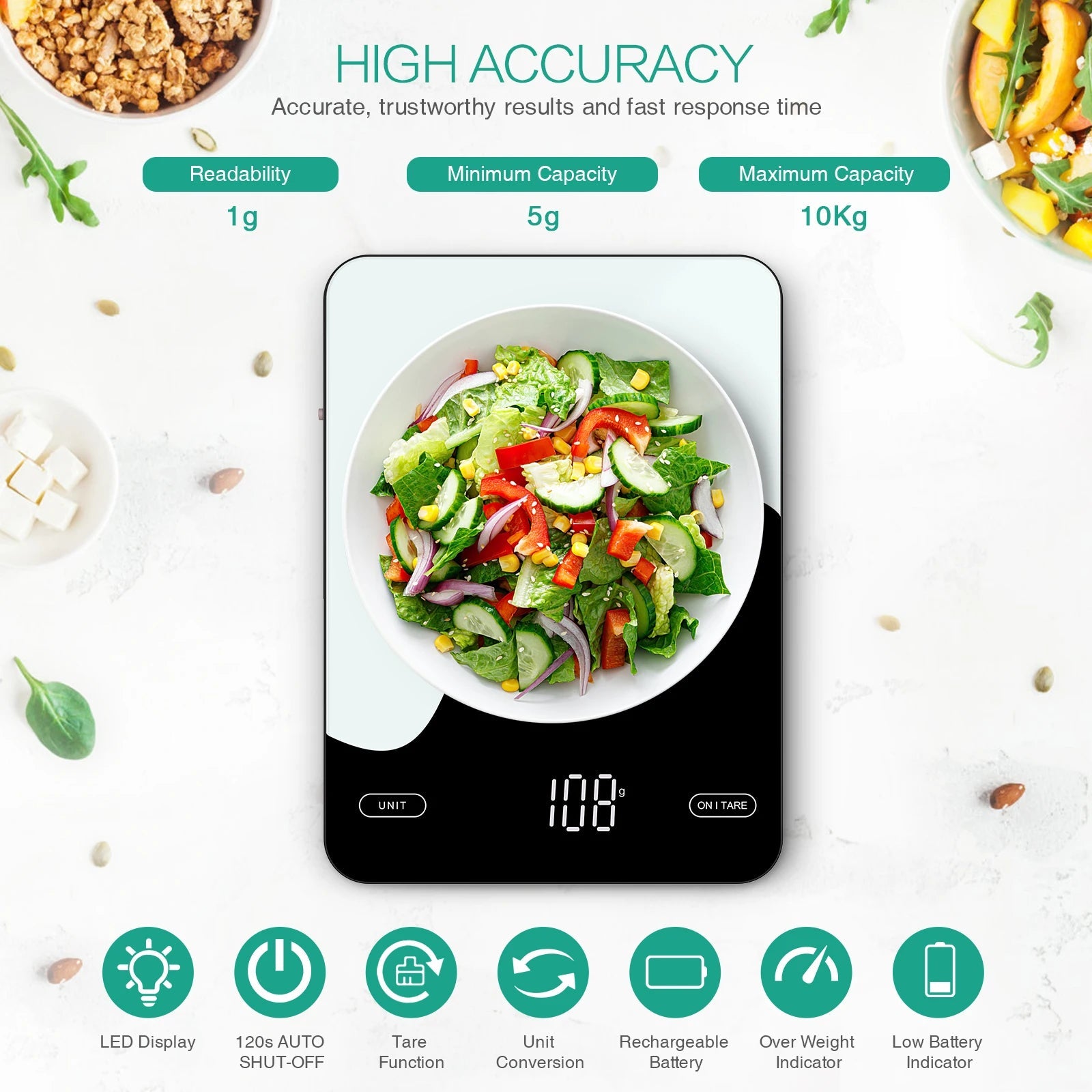 Smart Digital Food Scale with Nutrition App - Kitcharoo