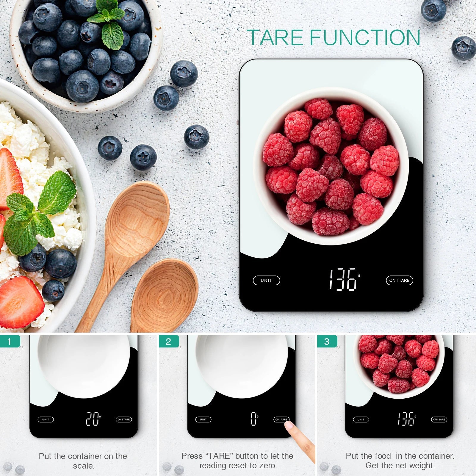 Smart Digital Food Scale with Nutrition App - Kitcharoo
